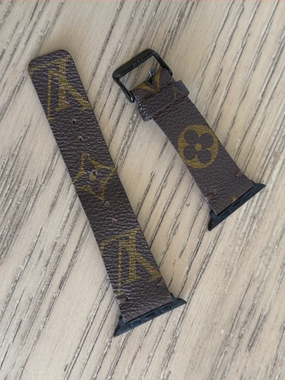 Louis Vuitton Monogram Leather Watch Strap in Brown and Gold - Picture 2 of 3